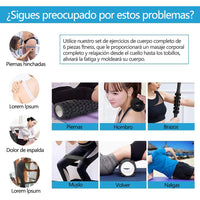 Kit de Recuperación Muscular 6 en 1 - Rodillo, Masajeador y Bandas
