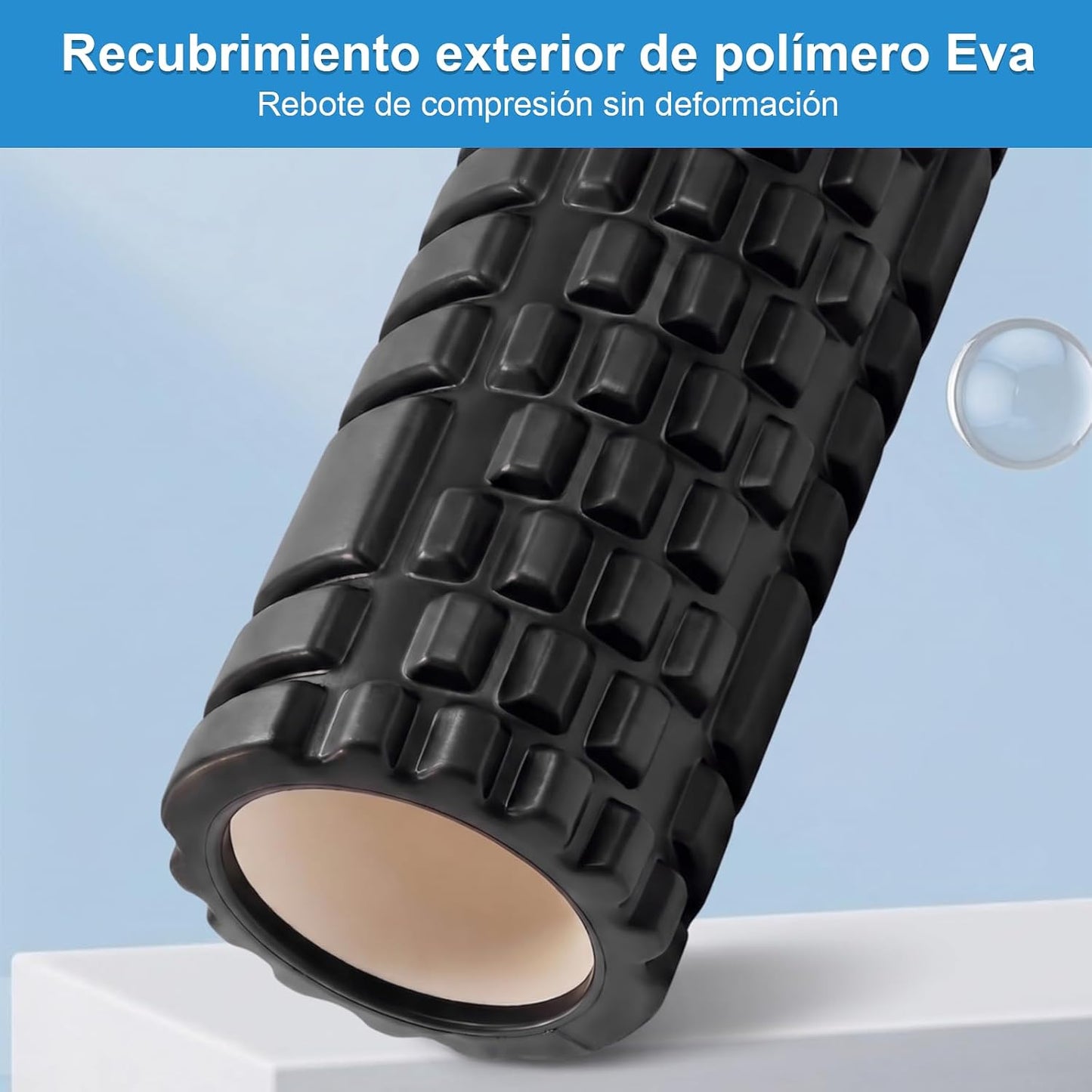 Rodillo de Espuma de Alta Densidad,Foam Roller de Alta Densidad,Rodillo para Masaje y Relajación Muscular,Foam Roller para Corporal Ideal para Estiramientos y Ejercicios de Núcleo (Negro)