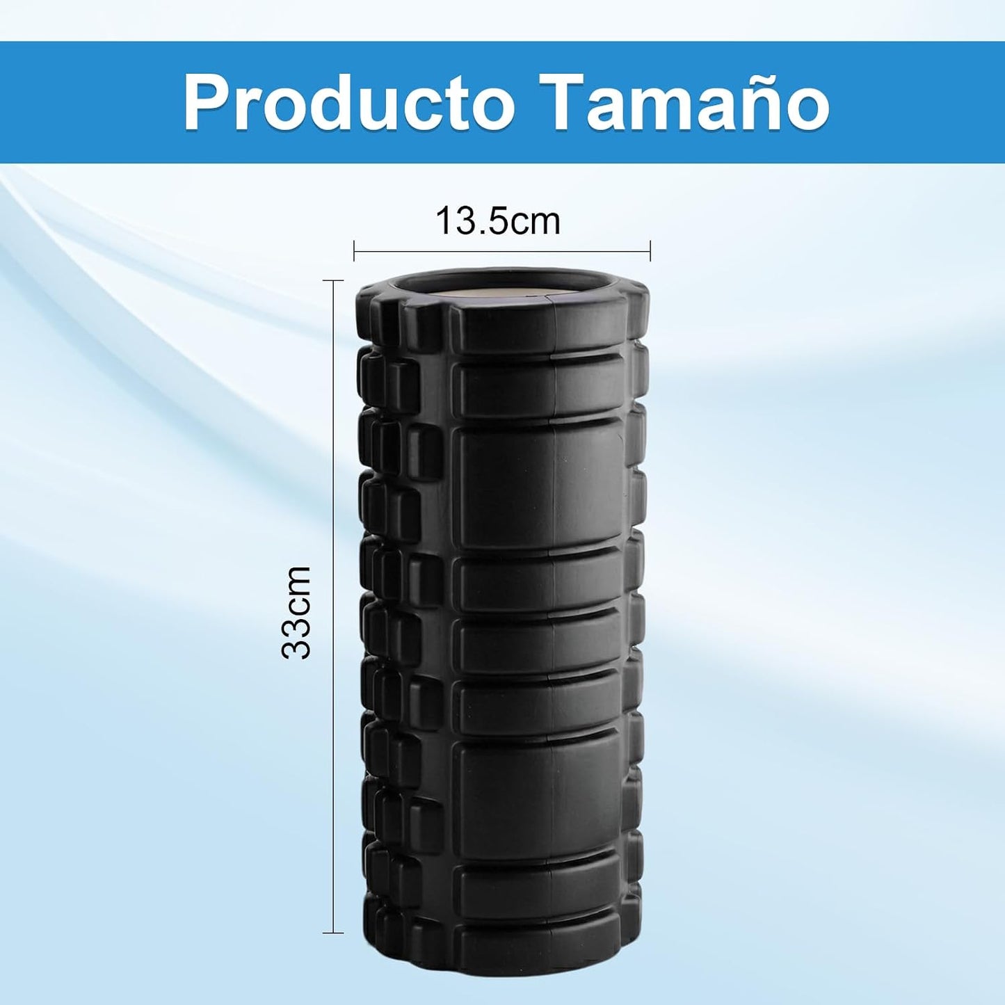 Rodillo de Espuma de Alta Densidad,Foam Roller de Alta Densidad,Rodillo para Masaje y Relajación Muscular,Foam Roller para Corporal Ideal para Estiramientos y Ejercicios de Núcleo (Negro)