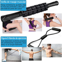 Kit de Recuperación Muscular 6 en 1 - Rodillo, Masajeador y Bandas
