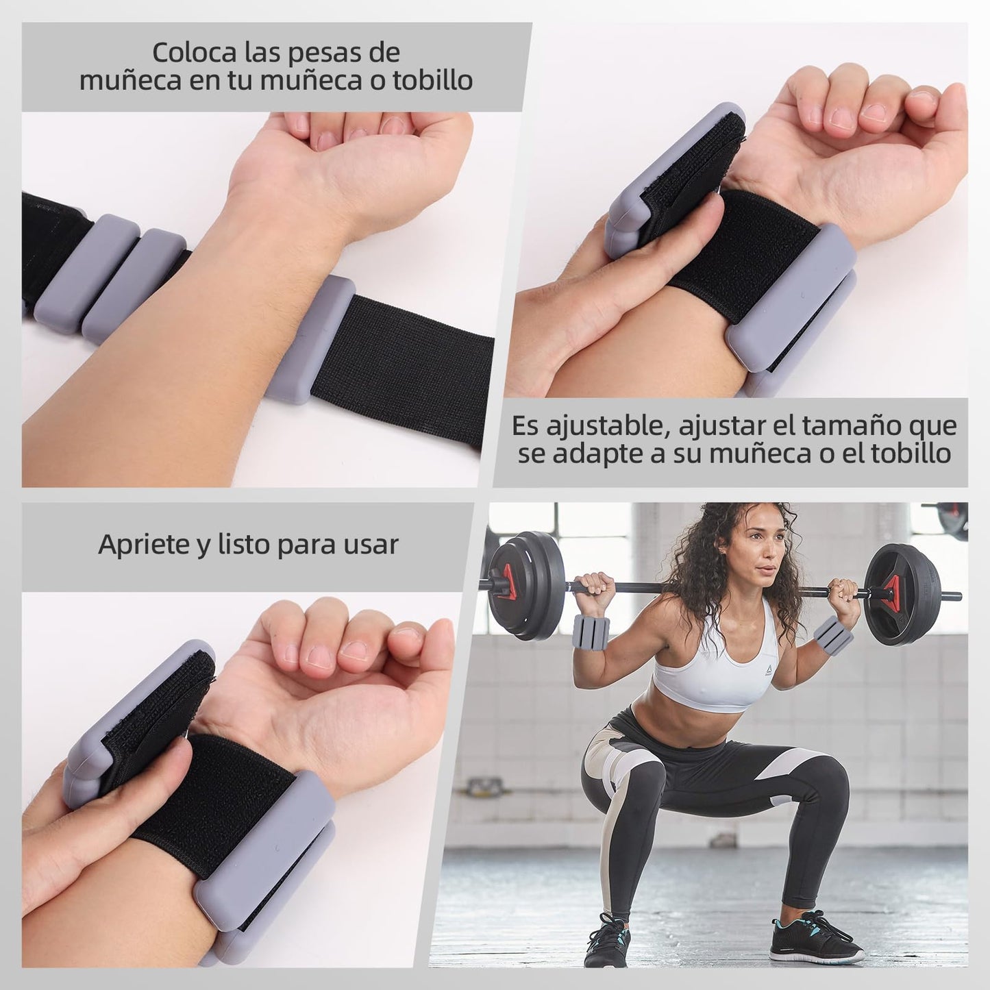 Polainas para Tobillos y Muñecas, 2pcs Pesas Tobillo de 0.5 Libra Ajustables, Munequeras con Peso de Silicona para Ejercicio, Footing, Yoga, Pilates, Bailando y Entrenamiento de Fuerza