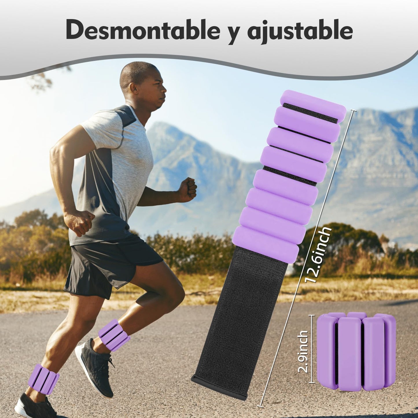 Polainas para Tobillos y Muñecas, 2pcs Pesas Tobillo de 0.5 Libra Ajustables, Munequeras con Peso de Silicona para Ejercicio, Footing, Yoga, Pilates, Bailando y Entrenamiento de Fuerza