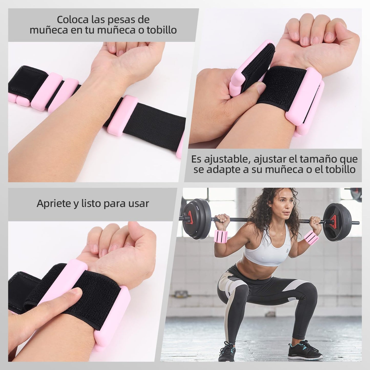 Polainas para Tobillos y Muñecas, 2pcs Pesas Tobillo de 0.5 Libra Ajustables, Munequeras con Peso de Silicona para Ejercicio, Footing, Yoga, Pilates, Bailando y Entrenamiento de Fuerza
