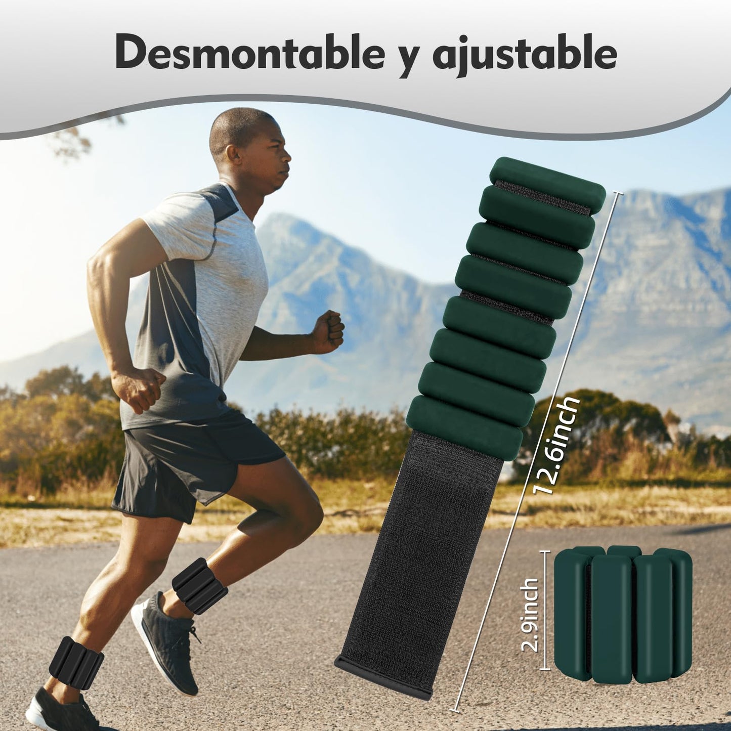 Polainas para Tobillos y Muñecas, 2pcs Pesas Tobillo de 0.5 Libra Ajustables, Munequeras con Peso de Silicona para Ejercicio, Footing, Yoga, Pilates, Bailando y Entrenamiento de Fuerza