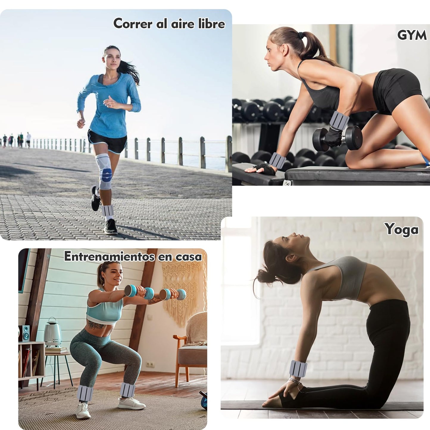Polainas para Tobillos y Muñecas, 2pcs Pesas Tobillo de 0.5 Libra Ajustables, Munequeras con Peso de Silicona para Ejercicio, Footing, Yoga, Pilates, Bailando y Entrenamiento de Fuerza