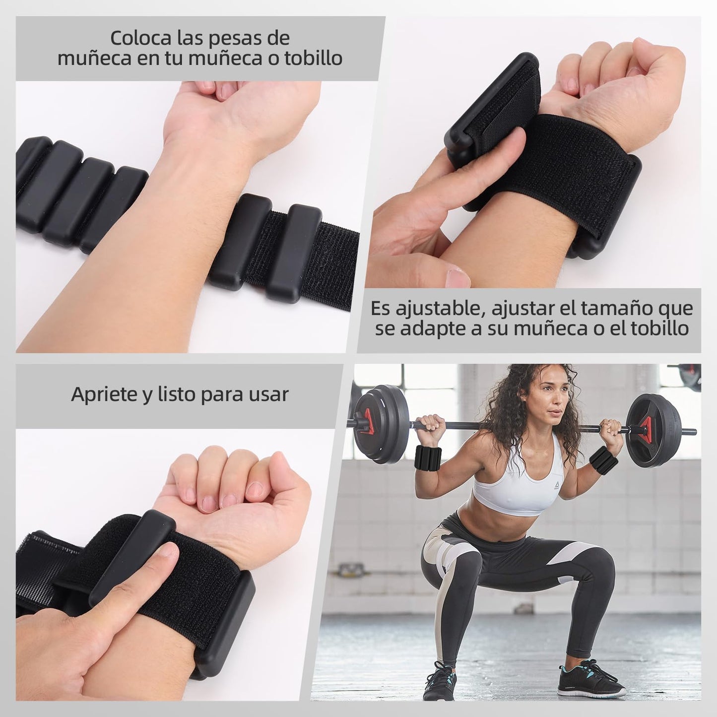 Polainas para Tobillos y Muñecas, 2pcs Pesas Tobillo de 0.5 Libra Ajustables, Munequeras con Peso de Silicona para Ejercicio, Footing, Yoga, Pilates, Bailando y Entrenamiento de Fuerza
