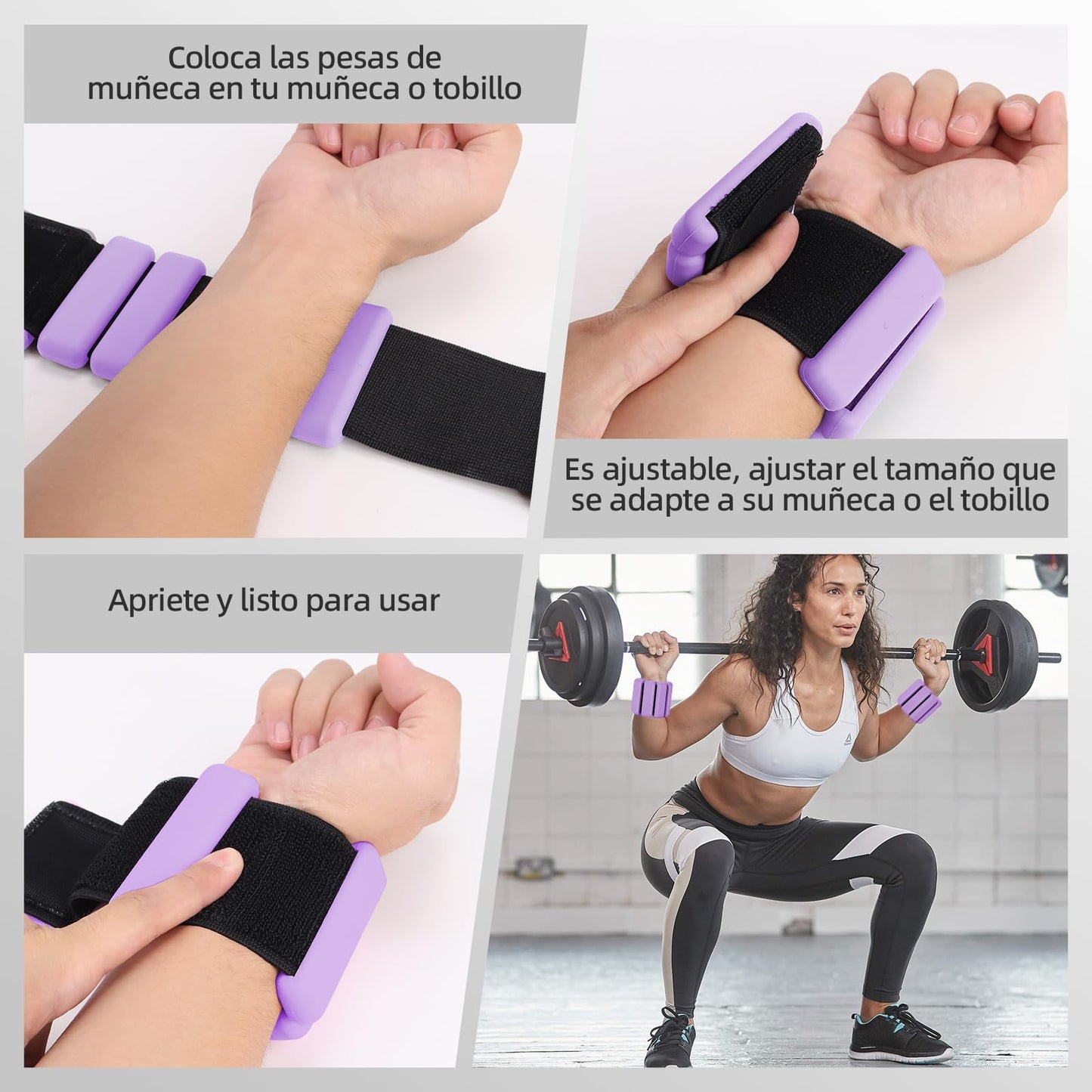 Polainas para Tobillos y Muñecas, 2pcs Pesas Tobillo de 0.5 Libra Ajustables, Munequeras con Peso de Silicona para Ejercicio, Footing, Yoga, Pilates, Bailando y Entrenamiento de Fuerza