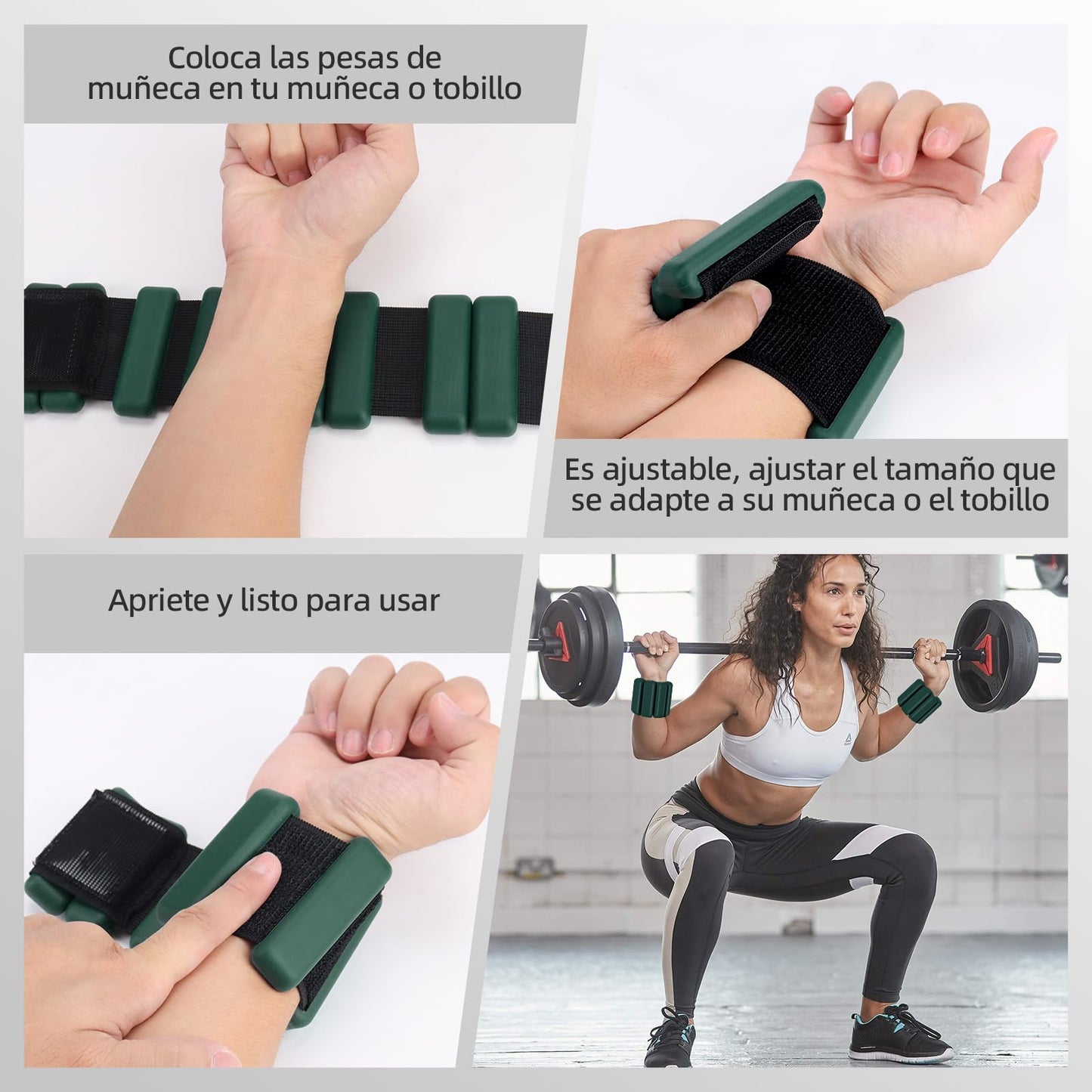 Polainas para Tobillos y Muñecas, 2pcs Pesas Tobillo de 0.5 Libra Ajustables, Munequeras con Peso de Silicona para Ejercicio, Footing, Yoga, Pilates, Bailando y Entrenamiento de Fuerza