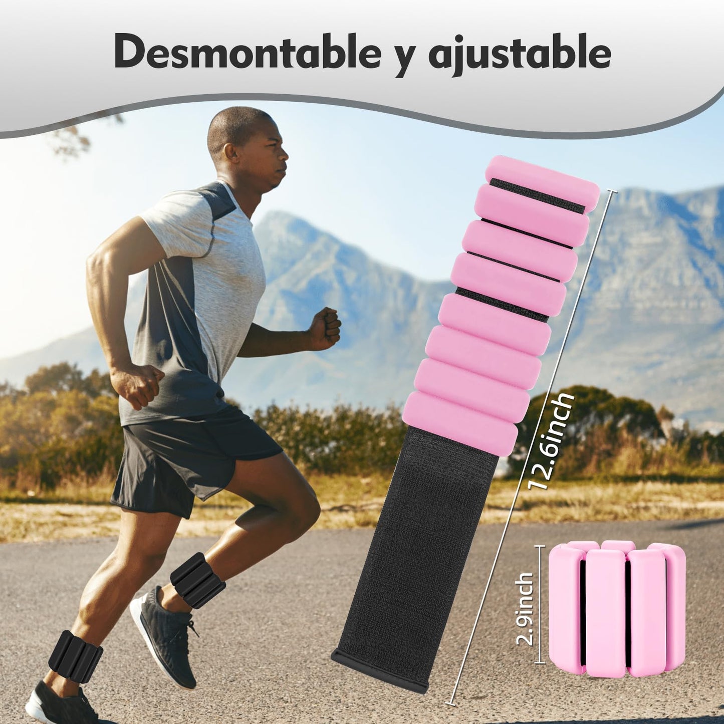 Polainas para Tobillos y Muñecas, 2pcs Pesas Tobillo de 0.5 Libra Ajustables, Munequeras con Peso de Silicona para Ejercicio, Footing, Yoga, Pilates, Bailando y Entrenamiento de Fuerza