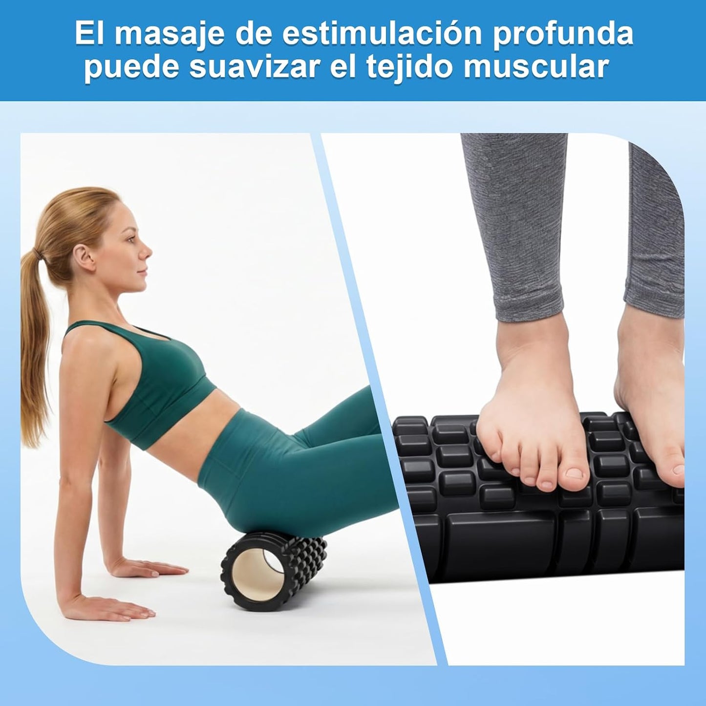 Rodillo de Espuma de Alta Densidad,Foam Roller de Alta Densidad,Rodillo para Masaje y Relajación Muscular,Foam Roller para Corporal Ideal para Estiramientos y Ejercicios de Núcleo (Negro)
