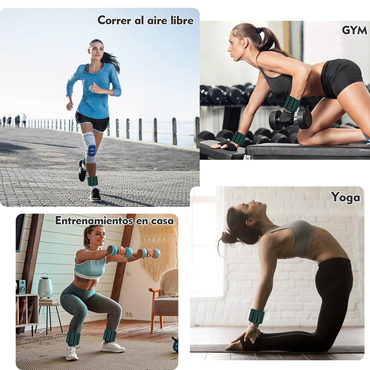 Polainas para Tobillos y Muñecas, 2pcs Pesas Tobillo de 0.5 Libra Ajustables, Munequeras con Peso de Silicona para Ejercicio, Footing, Yoga, Pilates, Bailando y Entrenamiento de Fuerza