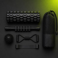 Kit 6 en 1 - las 6 piezas sobre fondo de marca