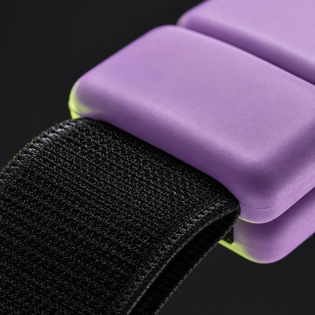 Polainas morada - detalle del broche de velcro