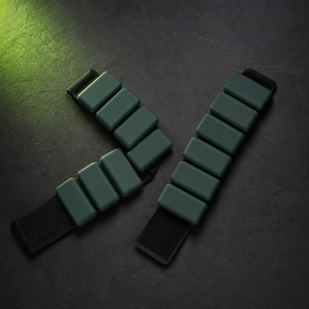Polainas verde - producto sobre fondo de marca